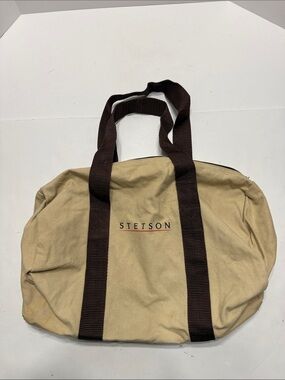 Stetson Beige Canvas Duffel with Dark Brown Straps